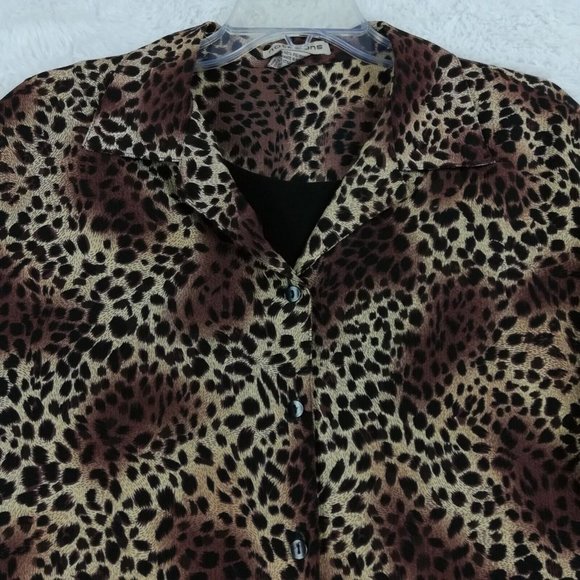 Notations Womens Blazer Cheetah Print‎ Undershirt Button Front Stretch XL - Picture 7 of 10